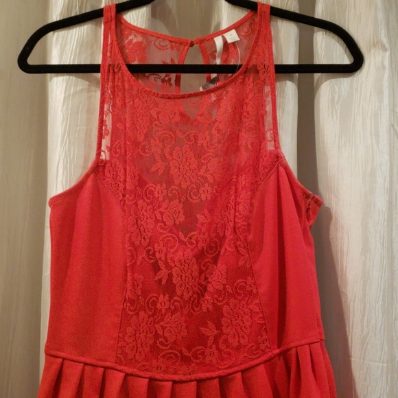 Red lace fit and flare Lauren Conrad dress - Picture 2 of 5